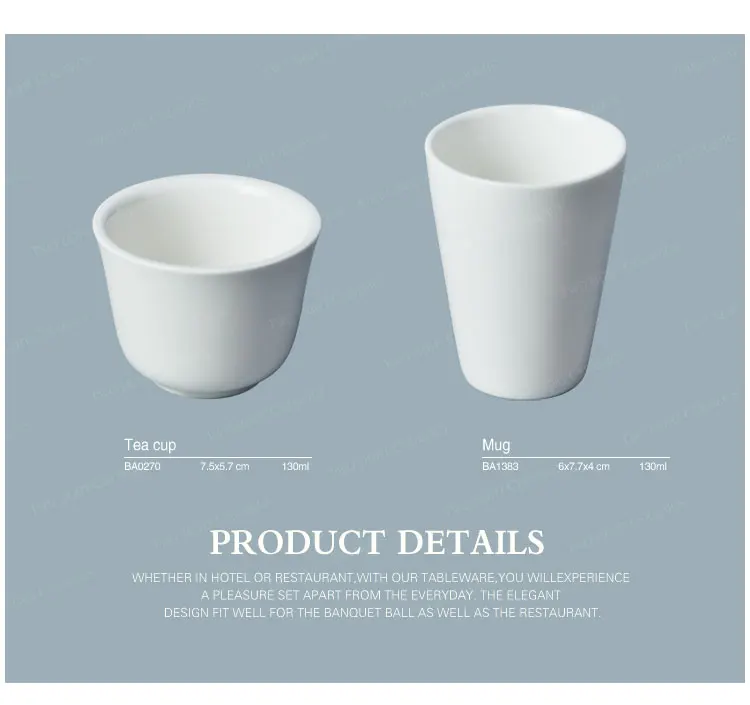 simple white banquet hall cups porcelain tea porcelain cup