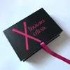 custom black hair extensions box virgin hair packaging with pinky logo