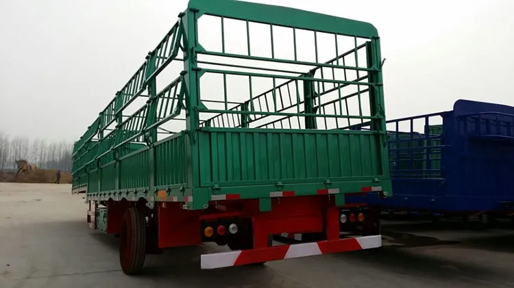 China Made 3 Axles Fence Truck Trailer Animal Transport Stake Semi Trailer For Sale