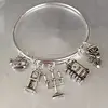 Beauty and the Beast inspired bracelet silver tone rose tea pot charm bangles