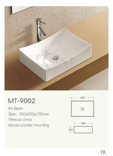 Modern design for table mounted porcelain square basin