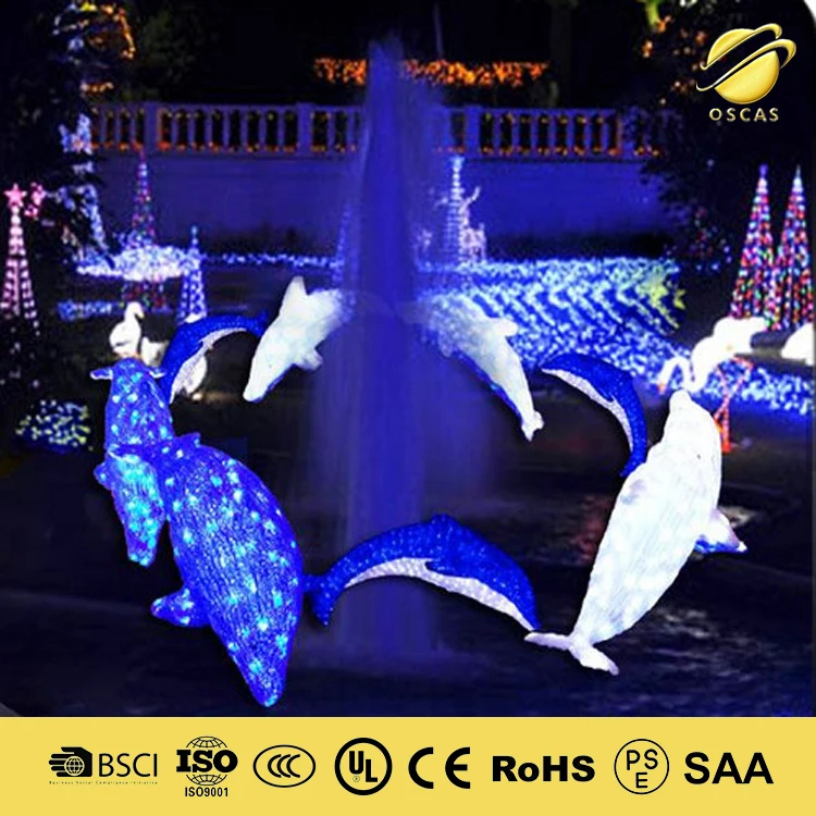Christmas Motif Lights 3d Dolphin Animal Led Lights Outdoor Decorative