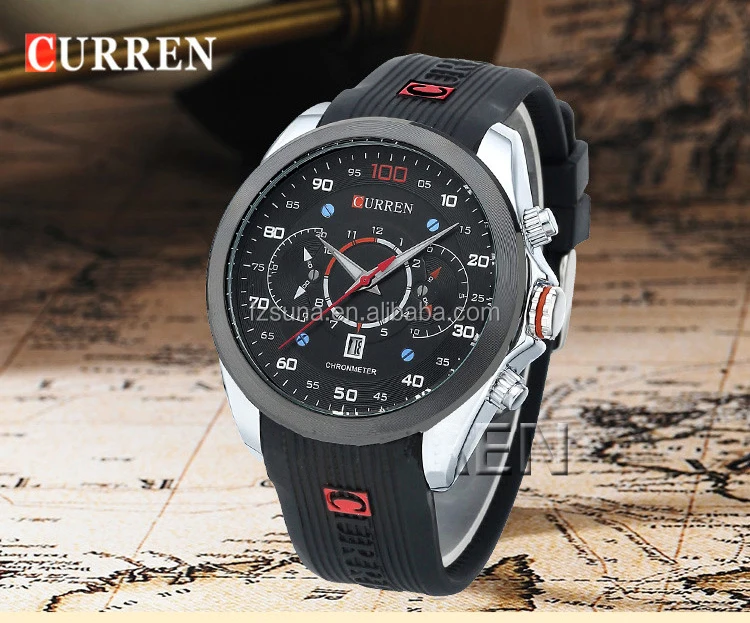 Hot Curren 8166 Men's Fashion Casual Watches French Luxury Brand