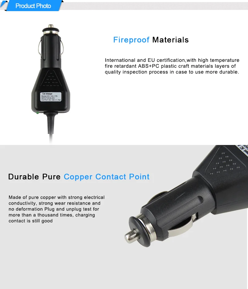 45w Portable Laptop Car Charger 20v 2.25a For Ibm Laptop 3.0*1.0mm