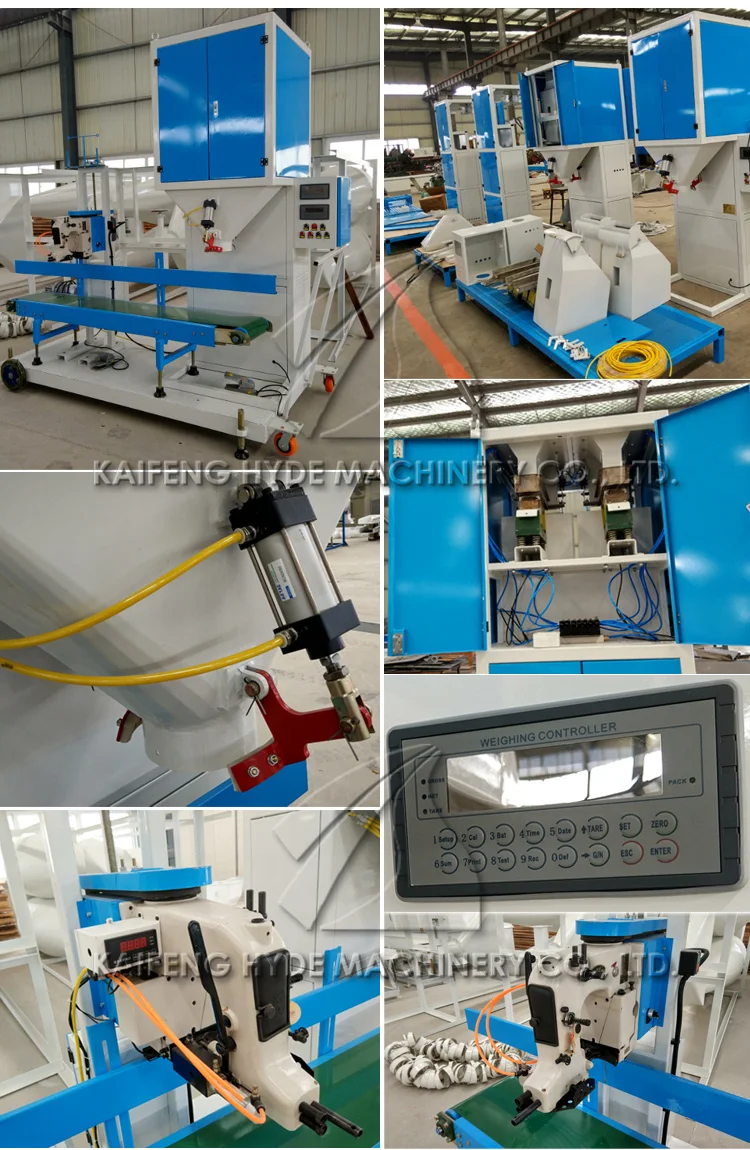 5kg packing machine seeds10kg 25kg 50kg Semi-auto Packing Machine for Maize Kernel Paddy Rice with sawing machine convey belt