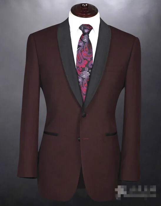 wine color coat suit