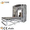 Horizontal orbital stretch wrapper with wooden feeding