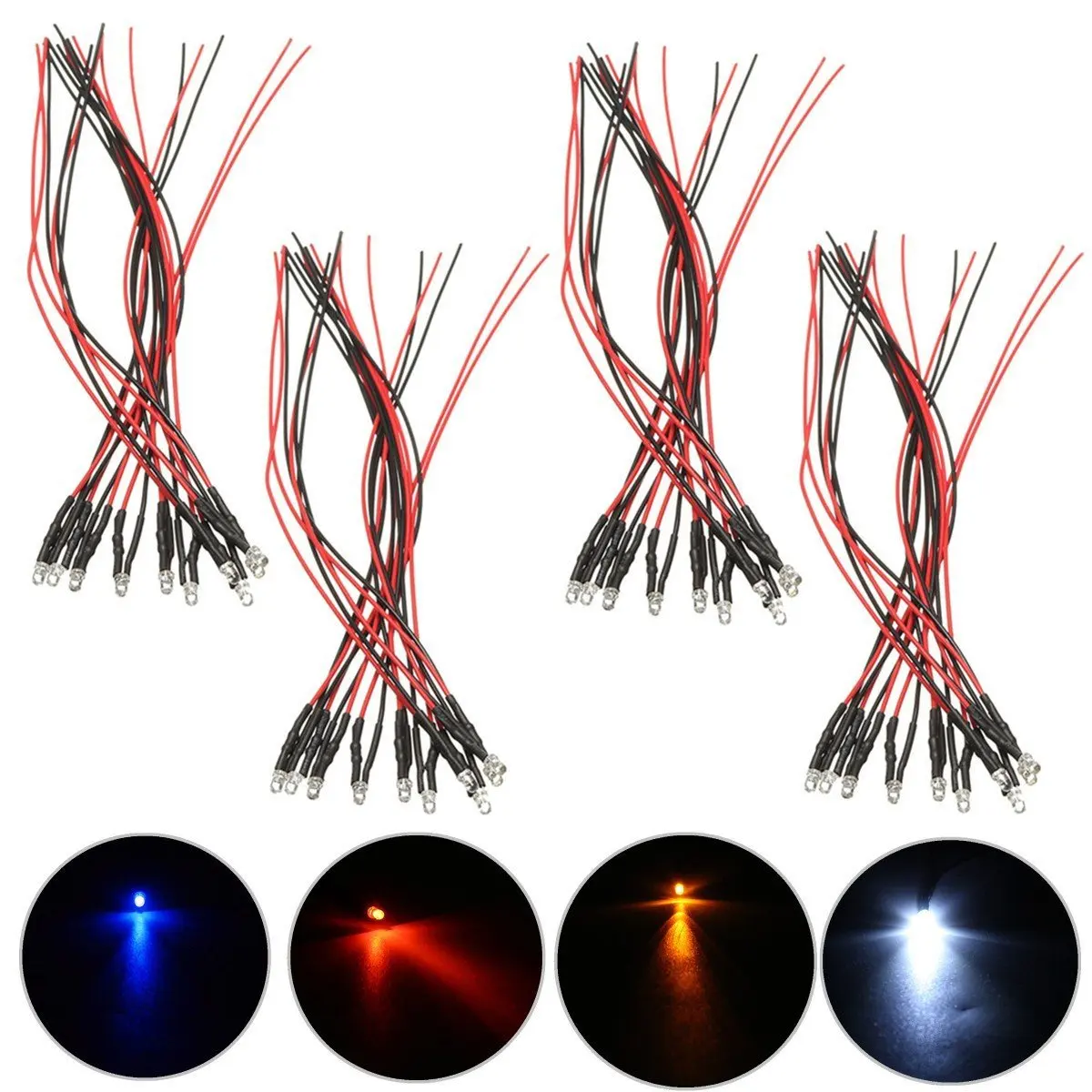 10 x Pre wired 12v 5mm UV Purple LEDs Prewired 12 volt LED 10v 11v 13v 14v 15v