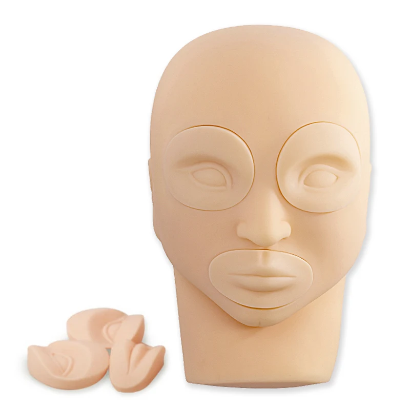 Reusable Silicone Pmu Practice Skin Mannequin Head For Eyebrow Lip Eyelash Tattoo Training