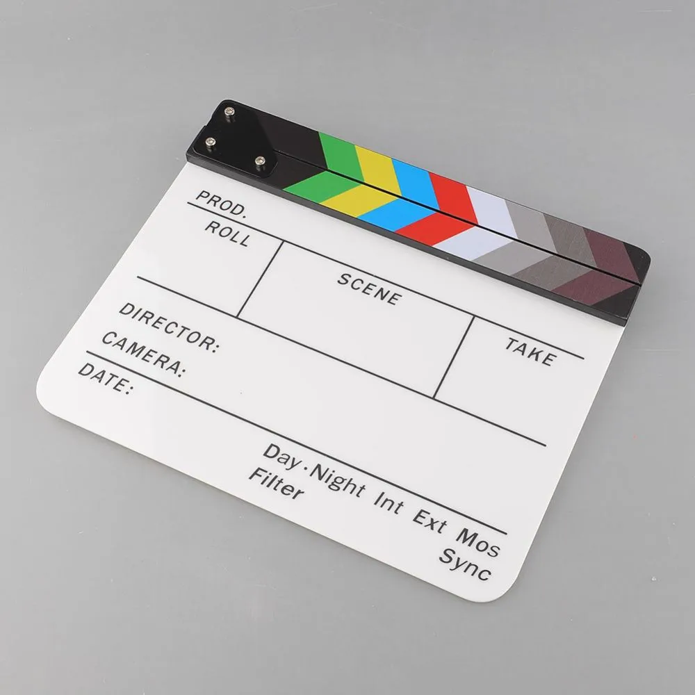 Hot Colorful Clapperboard Acrylic Movie Action Slate Clap Clapper Board