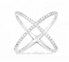 Hot Sale Jewelry 925 Sterling Silver White Zircon X Cross Ring