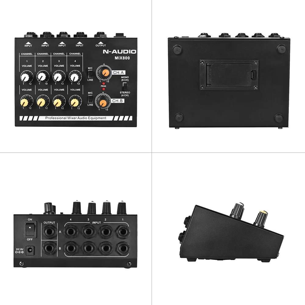 8 Channel Line Mic Mixer With Led Lights For Studio Recording Buy