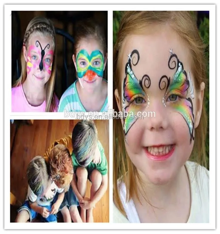 Assorted 6 Face Body Paint Kit For Kids With Brush Sponge Glitter