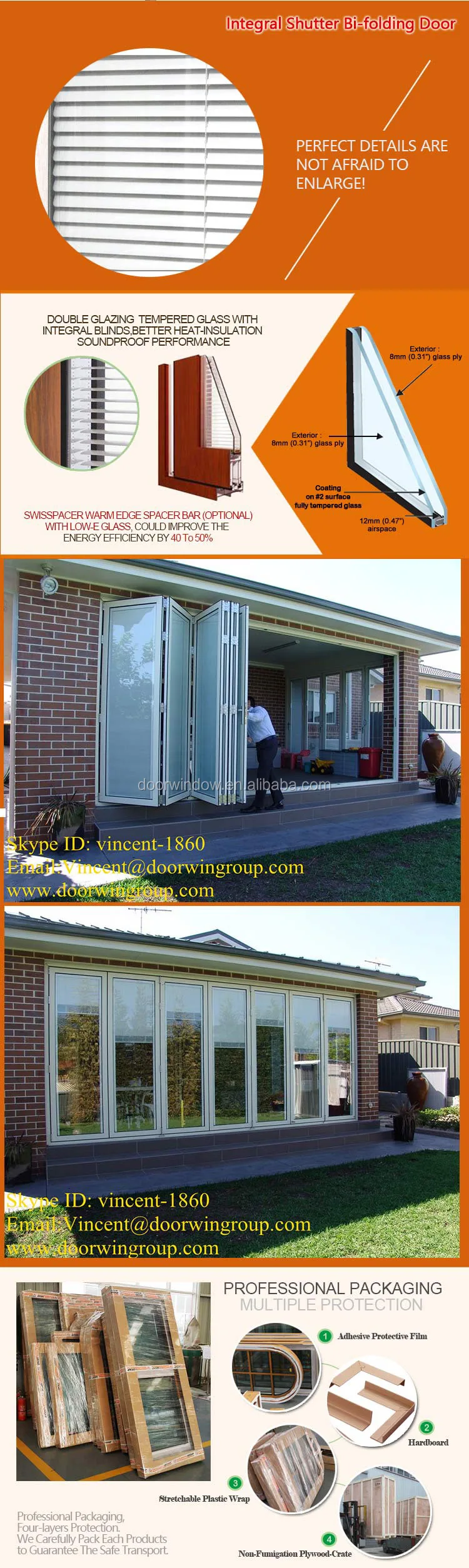 Australia standard exterior aluminium bi-folding doors aluminum wood folding patio bi fold