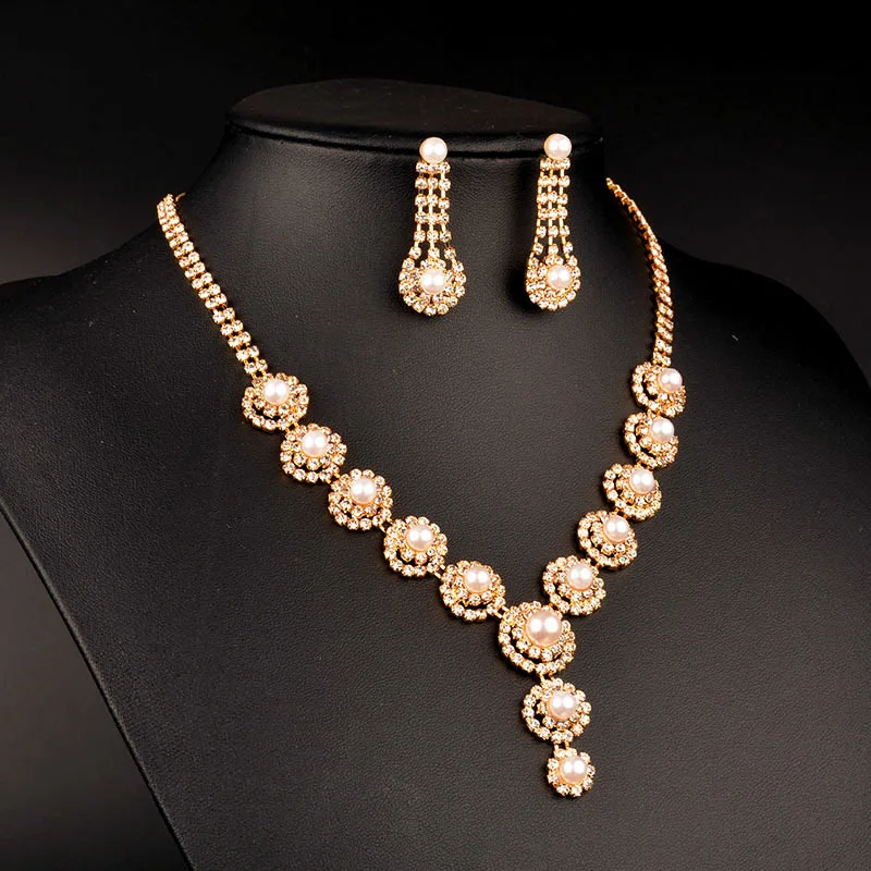 New Design Wholesale American Diamond Jewelry 24k Gold Round Big Pearl