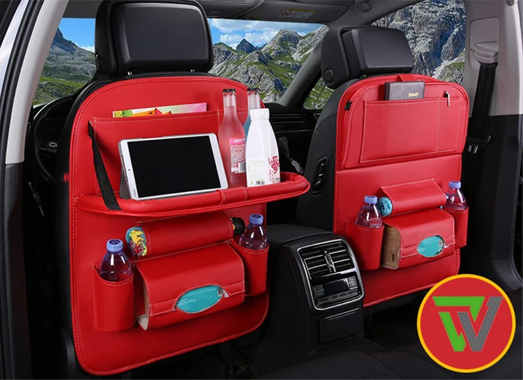 Pu Leather Car Storage Back Seat Organizer With Table Tray Buy