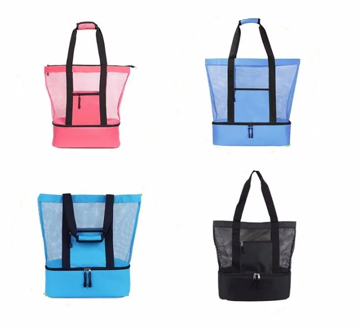 Promotional Mesh Beach Tote Bag With Insulated Cooler,Lady Handbag ...