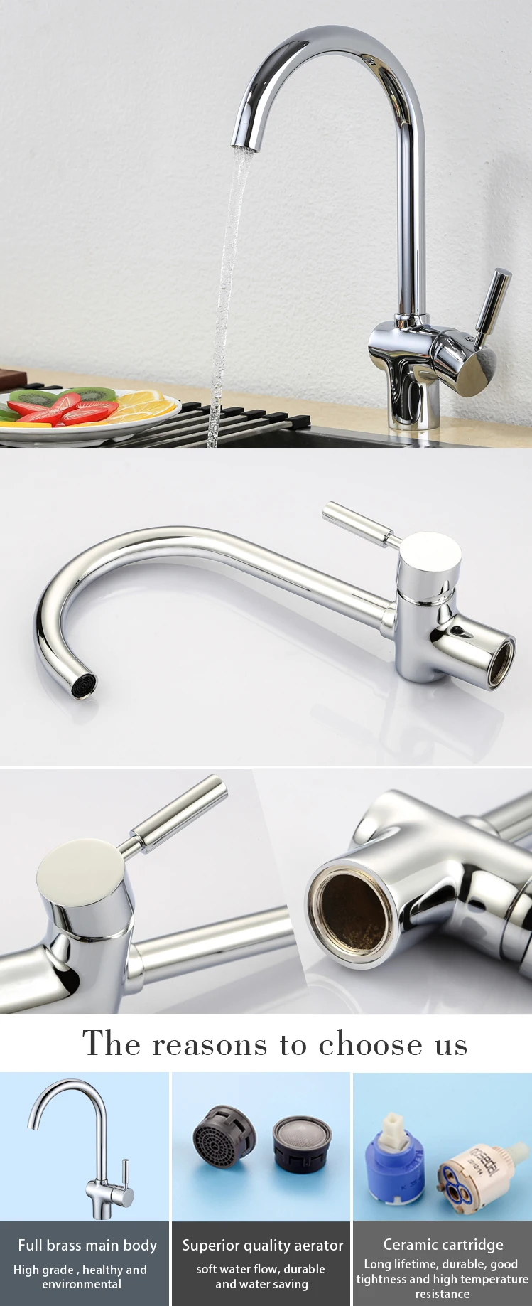 Low lead upc certificated kitchen sink faucet parts, kitchen taps mixer water