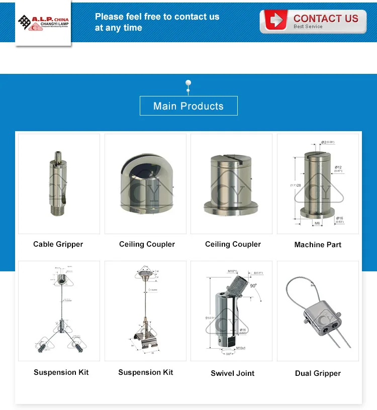 Best selling fluorescent wire rope brass durable cable gripper