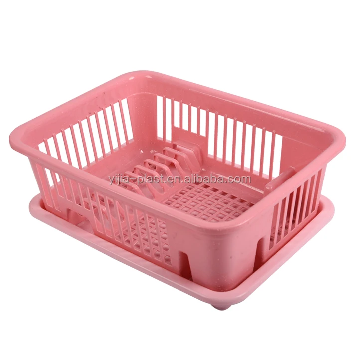 Dish Rack Drainer Washing Basket (Pink)