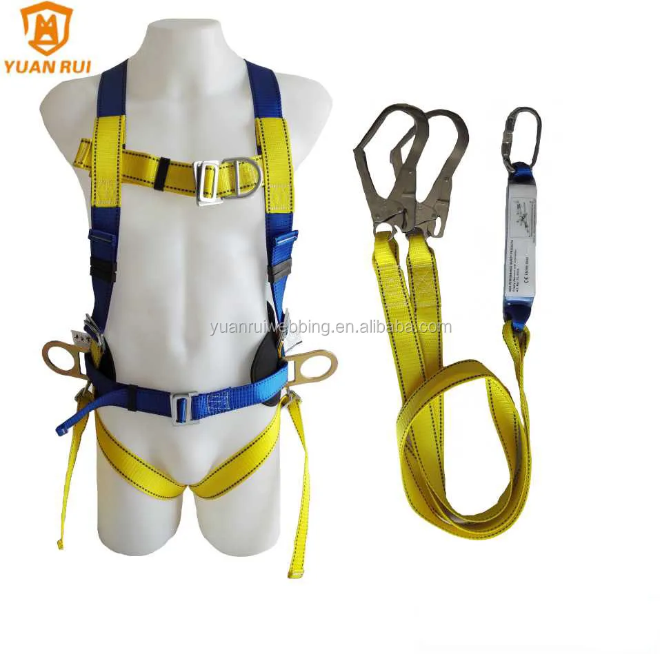 23KN Climbing Fall Protection Lanyard Harness Rope Belt with Carabiner 