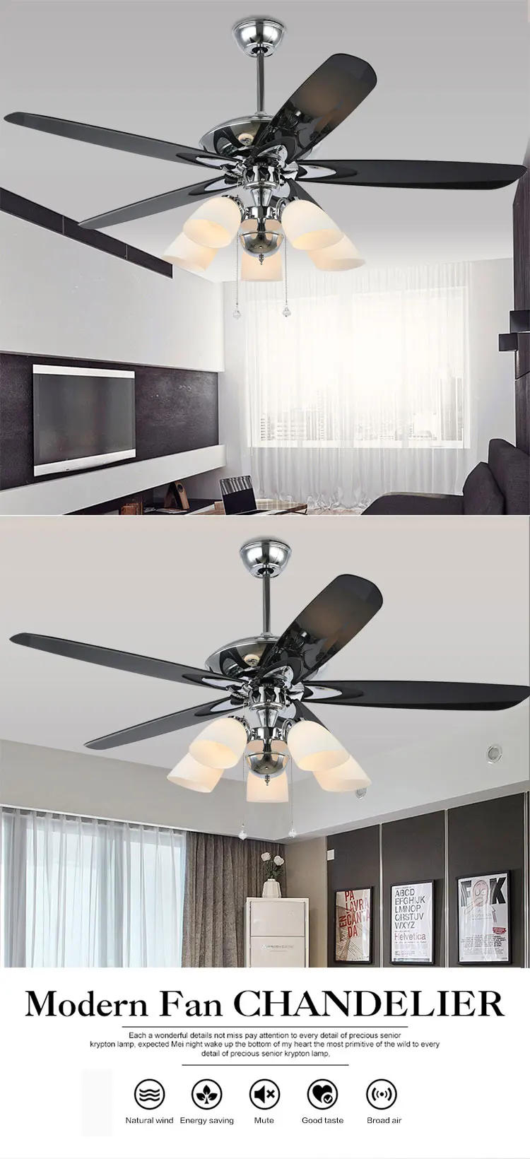 Modern Design Decorative Hot Sale Best Price Fan Light Glass