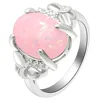 2018 Hainon Fashion jewelry pink opal ring round simple design women wedding ring Cheap wholesale