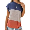 Women Batwing Sleeves Color Block Striped Casual T-Shirt Outwear T Shirt