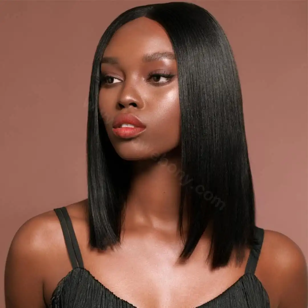 Cheap Glueless Short Blunt Cut Bob Wig For Black Women Virgin Hair