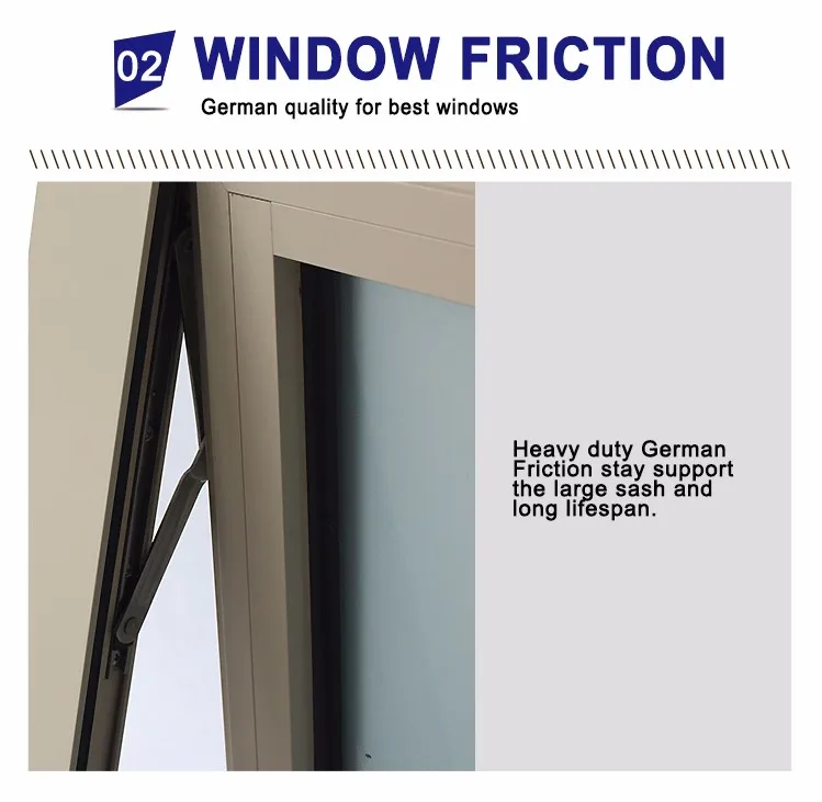 Aluminum Alloy Frame Top Hung Casement Opening outwards Window