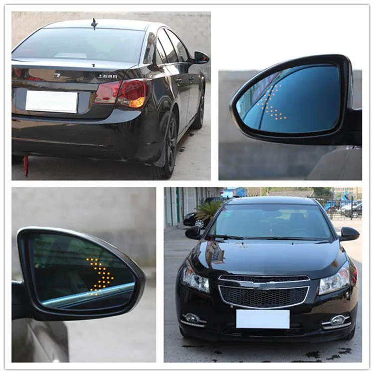 Car Blue Glass Anti Dazzle Wide Angle View Heat Led Turn Signal Arrow
