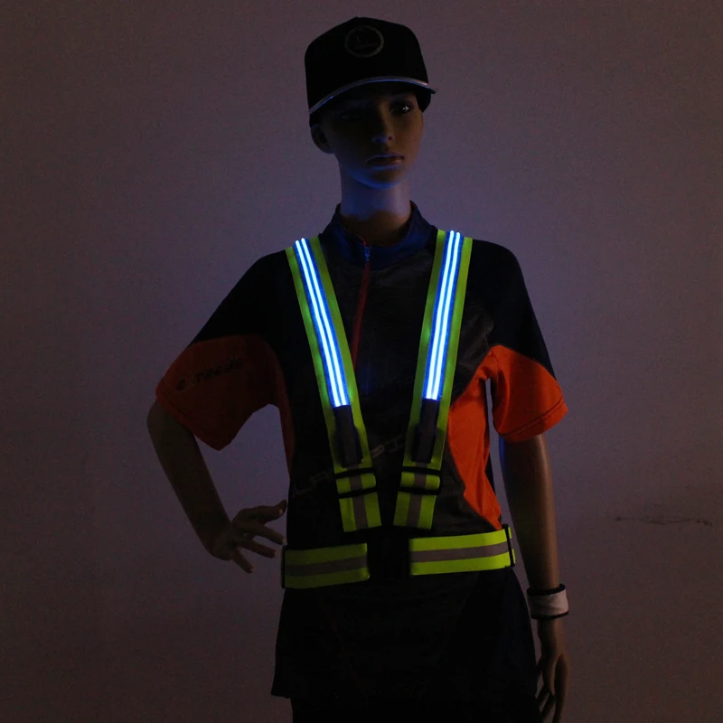 Double Optical Fibers Led Light Safety Reflective Vest For Running Buy Led Reflective Vest