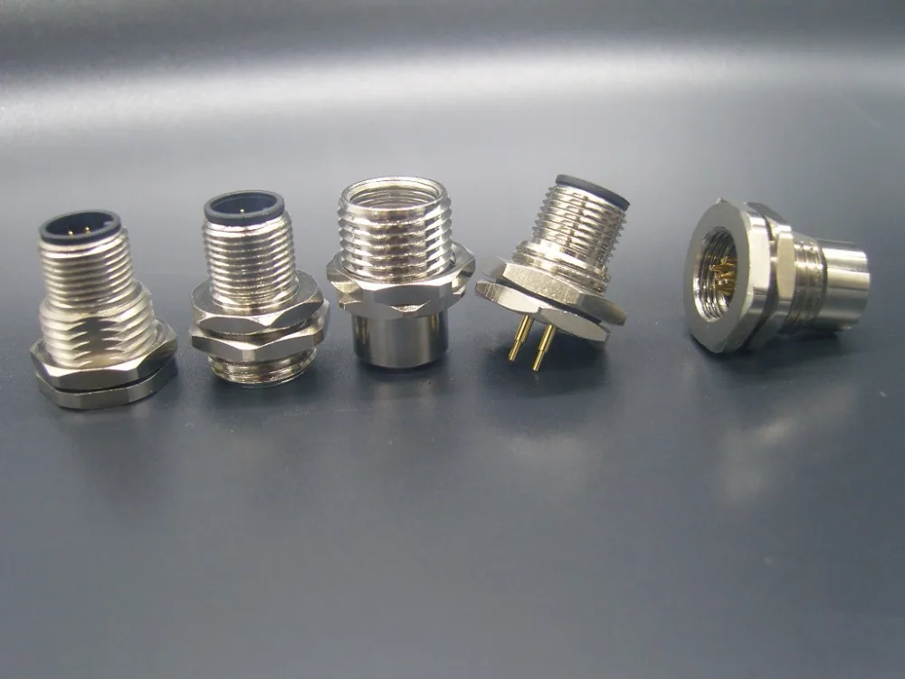 M12 Pcb Panel Mounted Connector 4pin 5pin Electrical M12 Screw
