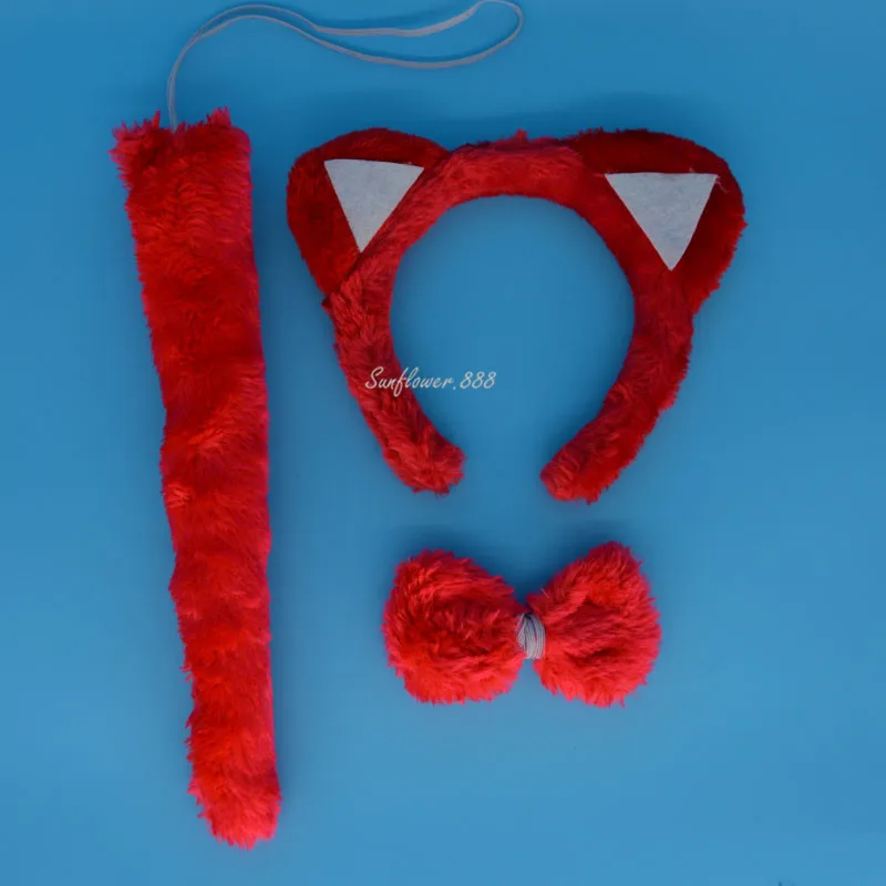 Animal Red Cat Ear Headband Bow Tail Halloween Party font b Fancy b font font b
