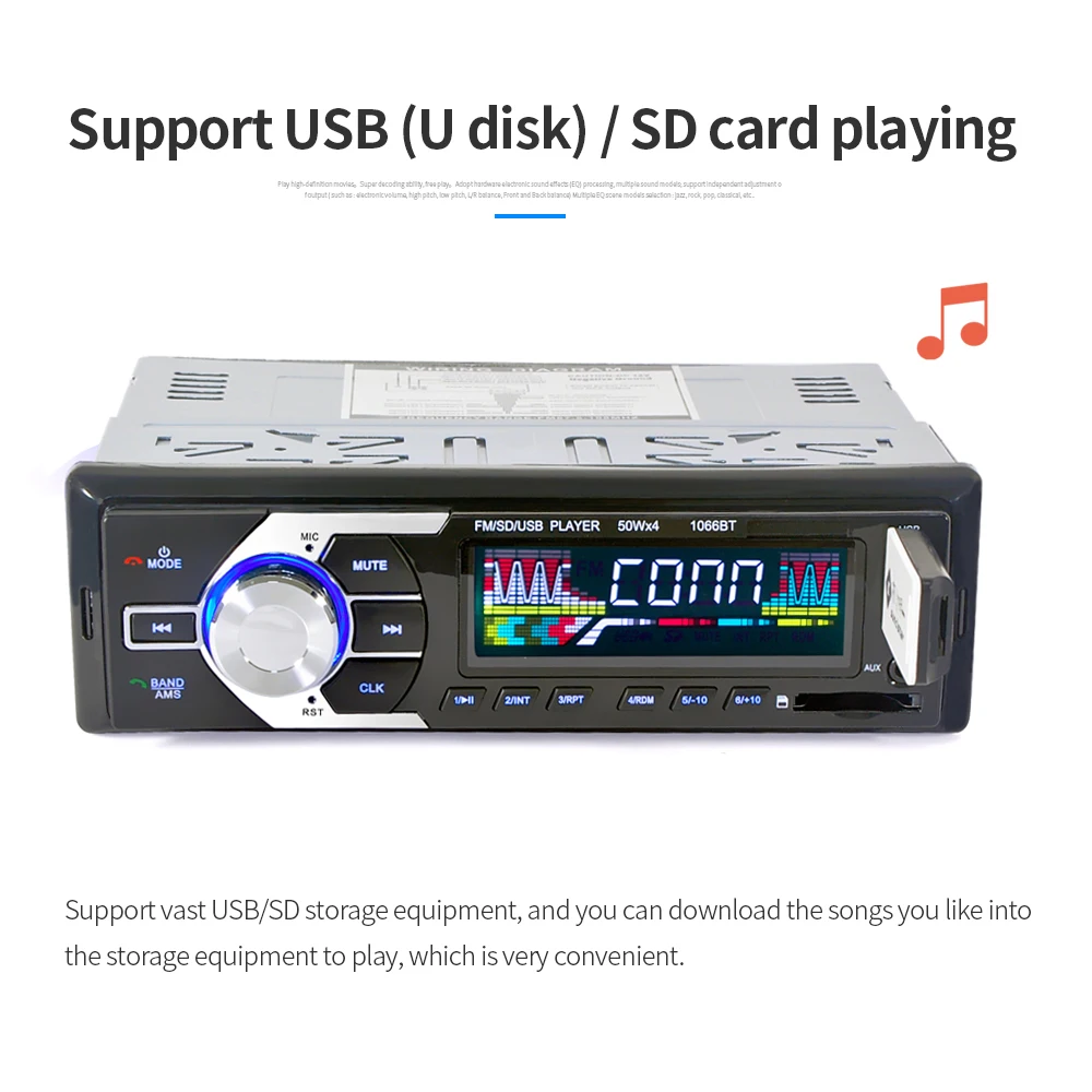 Autoradio Bluetooth Car Radio 12V 1Din In-dash Audio Stereo FM MP3 Player