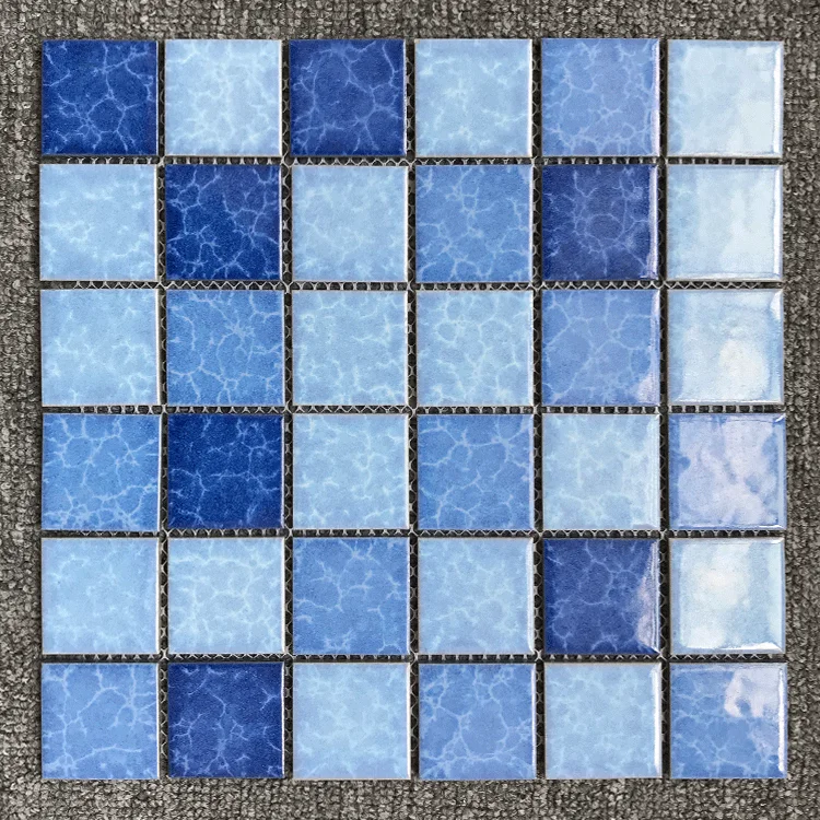 蓝珍珠花岗岩马赛克瓷砖蓝色卵石玻璃马赛克瓷砖游泳池瓷砖蓝色瓷砖