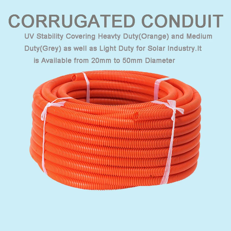 25mm Pvc Corrugated Conduit,Orange Plastic Pipe Electric Tube Flexible
