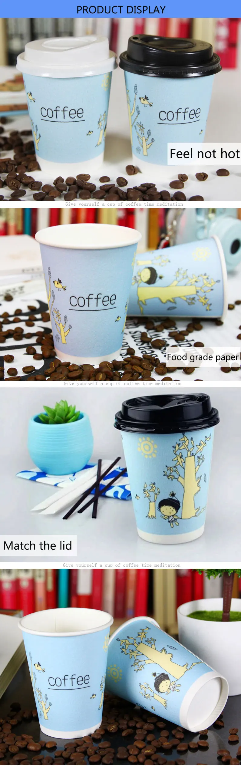Wholesale Logo Printed Disposable Coffee Cups Foamed Heat Proof Coffee