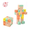 wood foldable cube toys robot puzzle man