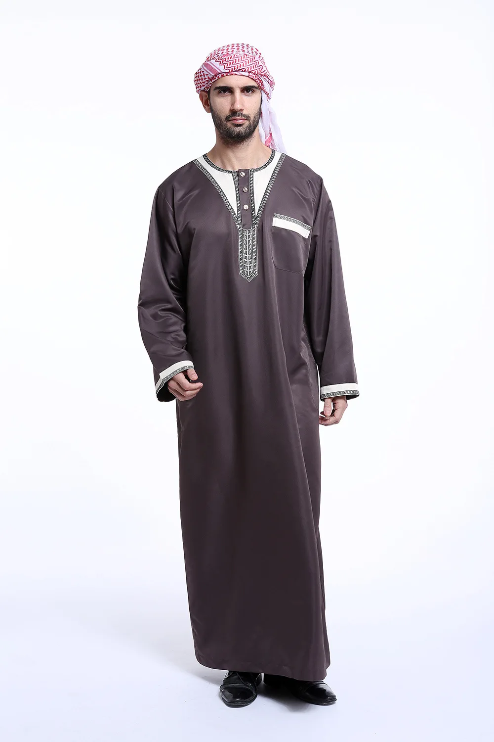 Men Muslim Dress Saudi Style Robe Islamic Kaftan Abaya Arab Dubai Clothing Hot D 