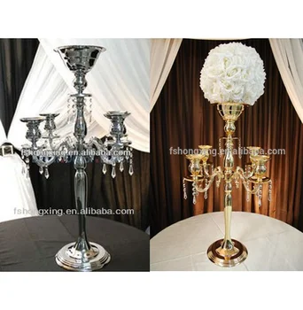 Elegant Silver Candelabra Centerpiece With Flower Bowl For