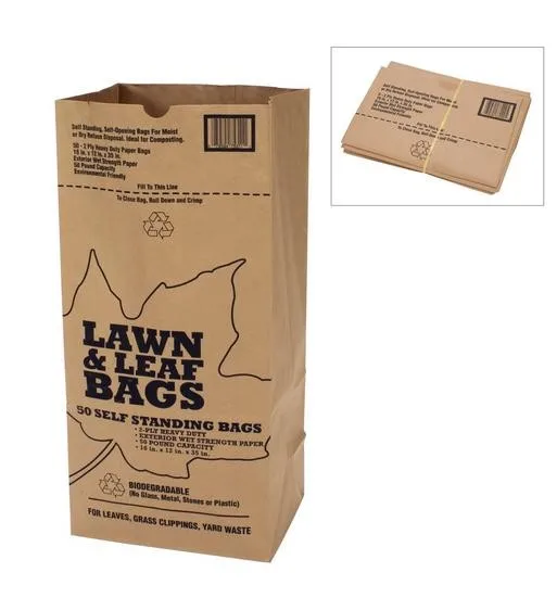 30gallon Cheap Biodegradable Square Bottom Brown Leaf Kraft Paper Bags