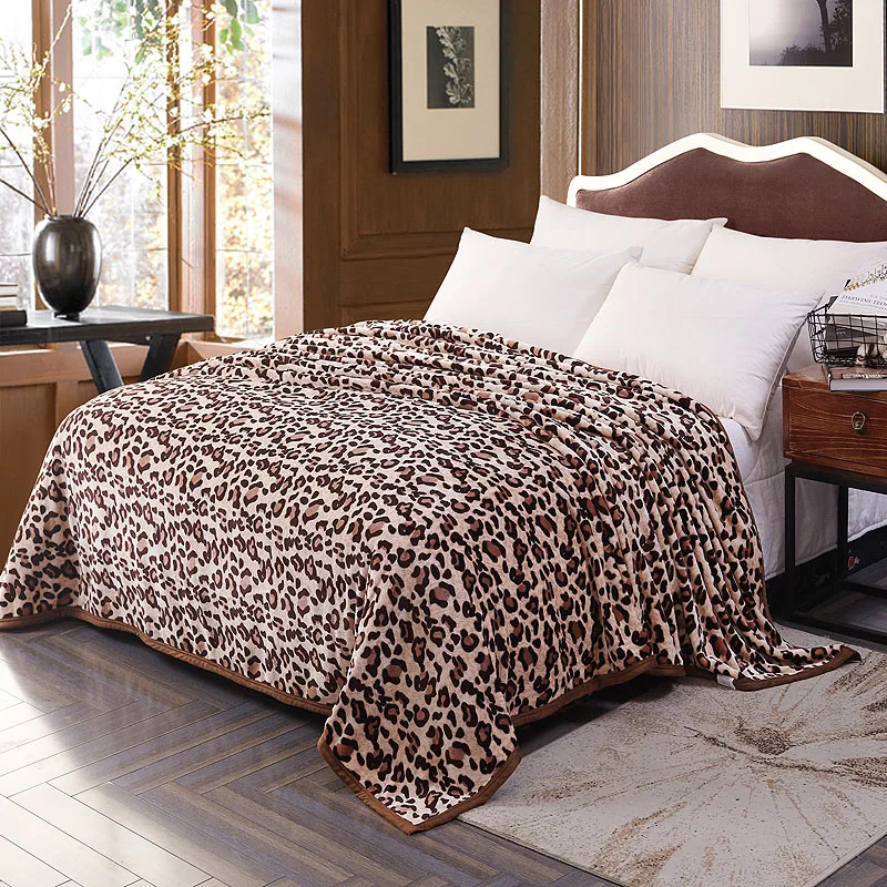 King/queen Size LeopardPrint Flannel /coral Fleece Bed Blanket China