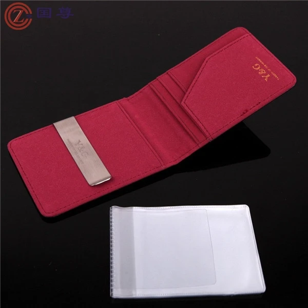 Horizontal Genuine Leather Money Clip Wallet / Smart Money Clip Credit Card Holder Personalized Gift