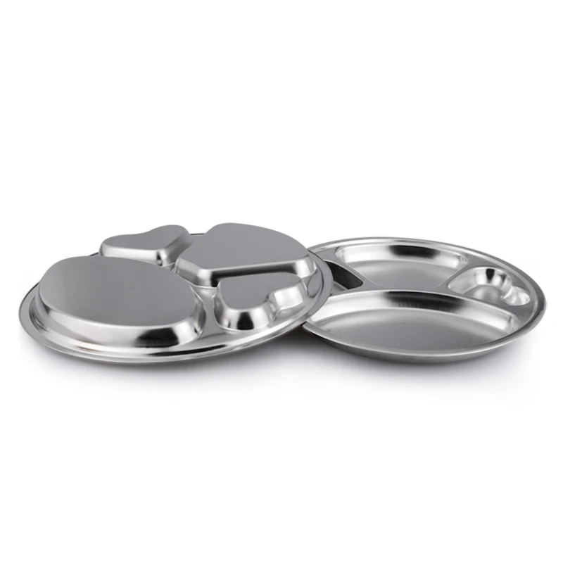 Cheap Serving Trays Cutlery Stainless Steel Round Compartment Tray
