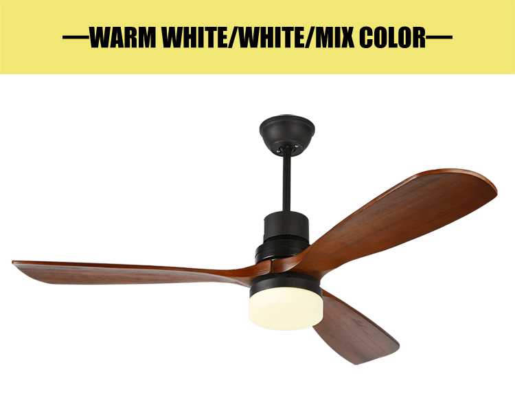 Hot sale solid wood blades 70w 52 inch newest decorative ceiling fan with led light