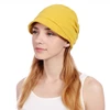 Plain Wool Hats Slouchy Baggy Beret Beanie Cap With Visor Headwear Baggy Cap Winter Hat Women