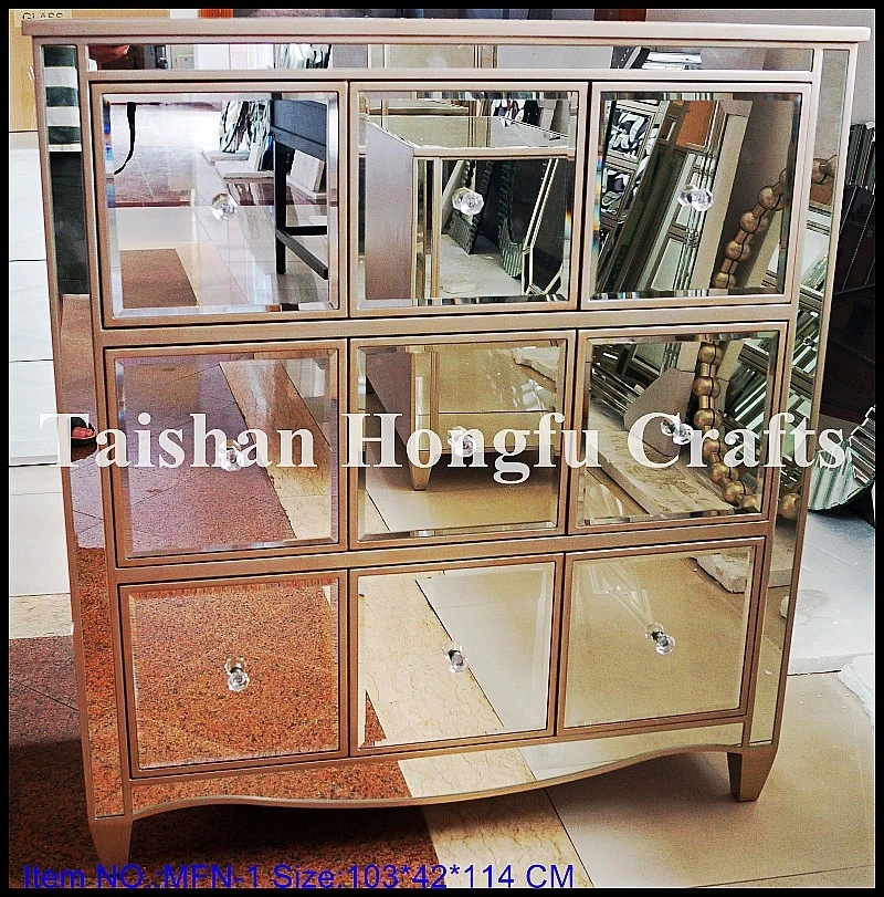 Antique Mirrored Furniture Cabinet With Drawers
