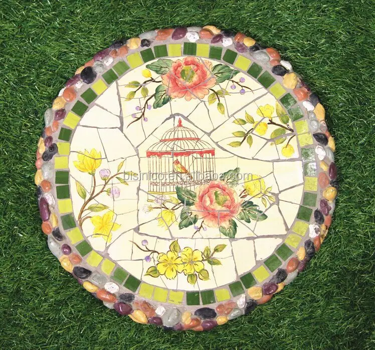 Ceramics Mosaic Stepping Stone,Outdoor Garden Flower And Bird Paving