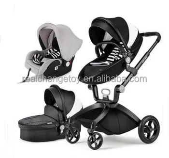 black leather baby stroller